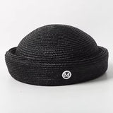 Boho Pillbox Hat - Handwoven Straw Beret Beach Hat