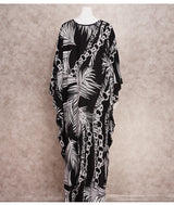 Boho Maxi Dress - Beach Dress, Kaftan Dress Akari Black Coconut Leaf