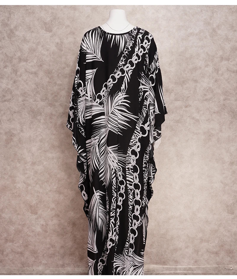 Boho Maxi Dress - Beach Dress, Kaftan Akari Dress Black Curve