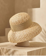 Boho Sun Beach Hat - Wheat Straw Cloche Hat with Ribbon