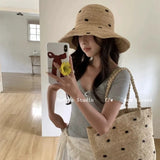 Boho Sun Beach Hat - Raffia Hat and Woven Tote Set