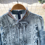 Midi Dress Boho Vintage - Embroidery French Style Dress - Lace Elegant Bow Alodia