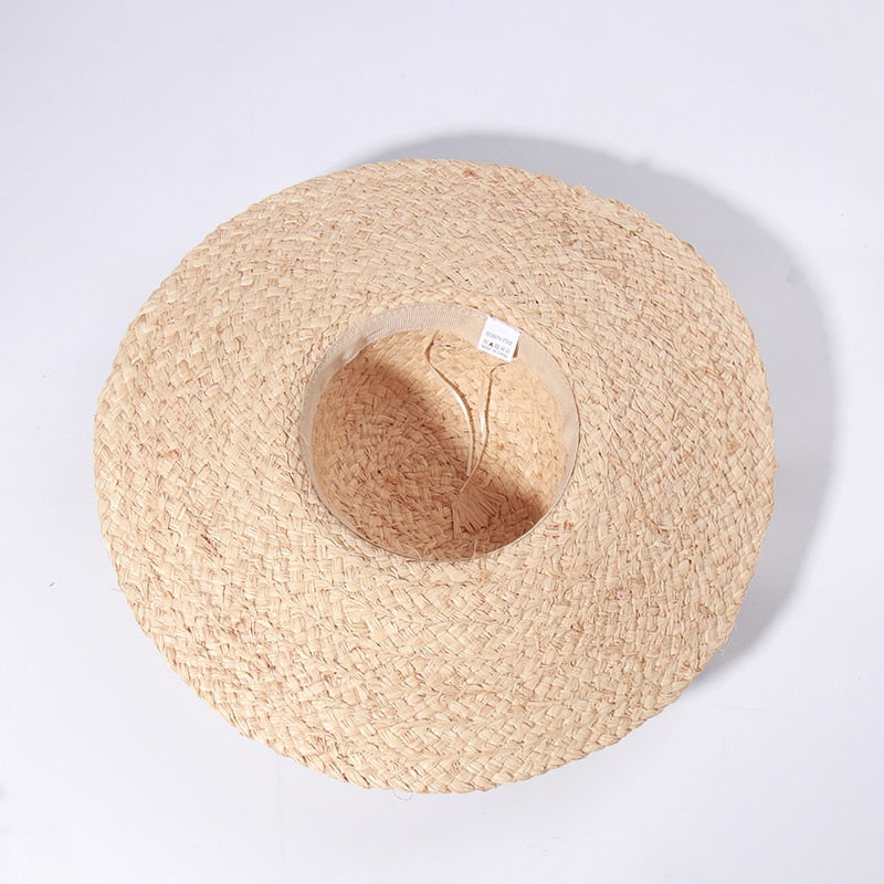 Straw Beach Hats for Women - Summer Sun Hats with Strap - Boho Hat, Paper Straw Fedora Hat Bow