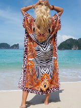 Boho Maxi Dress - Beach Dress, Kaftan Dress Allegra Brown Zebra