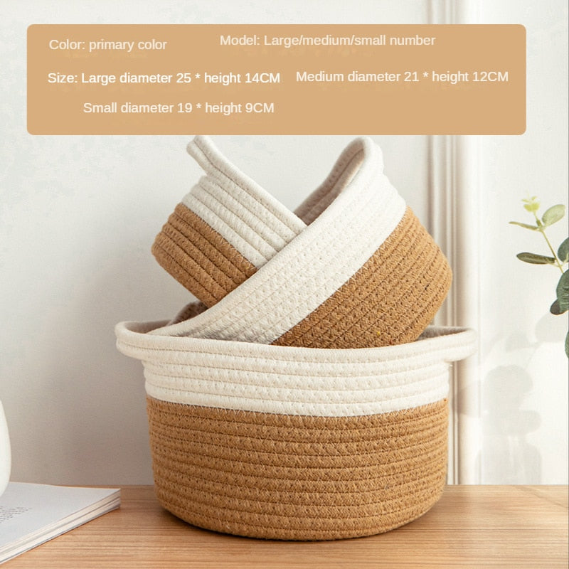 Cat Ear Shape Storage Basket - Cotton Woven Organizer - Home Decor