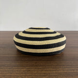 Boho Pillbox Hat - Striped Straw Beach Beret Hat