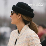 Boho Pillbox Hat - British Wool Felt Painter Beret