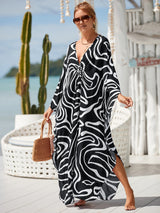 Boho Maxi Dress - Beach Dress, Kaftan Dress in Zebra Black and White