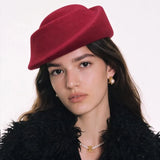 Boho Pillbox Hat - Vintage Wool Felt Boat Hat