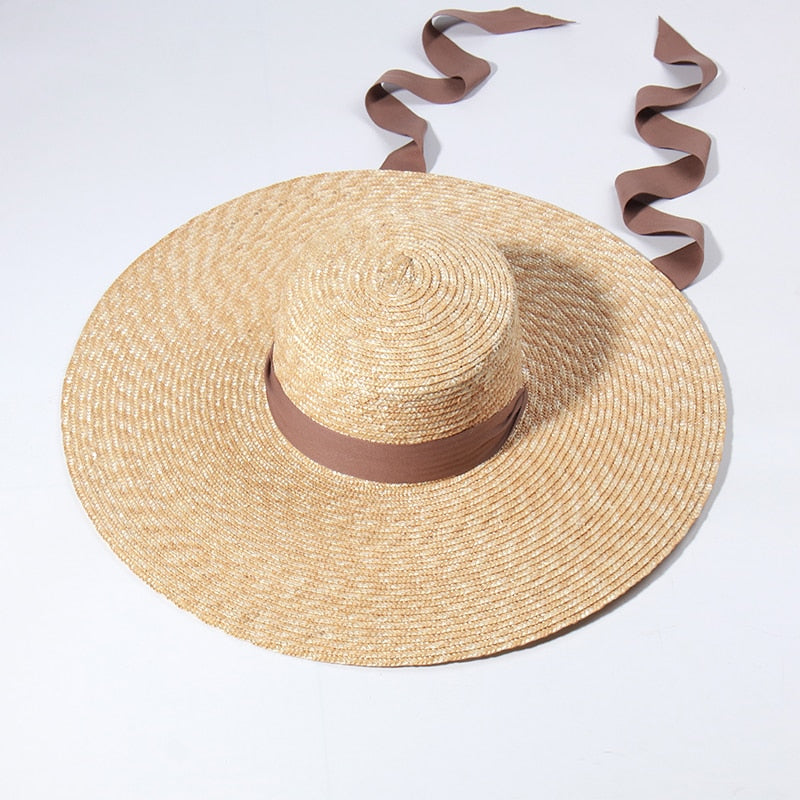 Beach Hats for Women - Summer Sun Hats with Strap - Boho Hat, Paper Straw Fedora Hat
