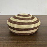 Boho Pillbox Hat - Striped Straw Beach Beret Hat