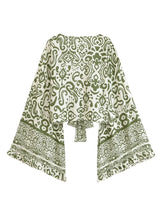 Boho Blouse – ““Seaside Song” Floral Long Sleeve Tie Front Tope