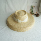 Boho Sun Beach Hat - Wheat Straw Lampshade Wedding Hat