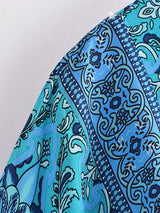 Boho Mini Dress – “Turquoise Reverie” Paisley Batwing Sleeve Loose Dress