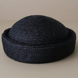 Boho Pillbox Hat - Natural Wheat Straw Beret Hat