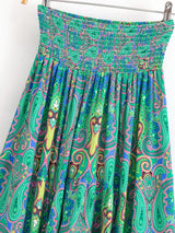 Boho Maxi Skirt – “Ocean Nomad” Paisley Print in Green & Turquoise