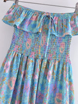 Boho Dress - Sundress - Smocked Dress Scilla Primrose in Pink and Blue