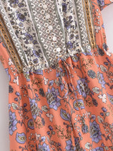 Bohemian Mini Dress – “Boho Bloom” Floral Print V-Neck Tie-Waist Mini Dress