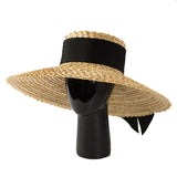 Boho Sun Beach Hat - Handwoven Lace Straw Hat with Bow Ribbon
