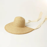 Boho Sun Beach Hat - Retro Handwoven Raffia Wide Brim Hat