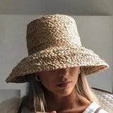 Boho Sun Beach Hat - Wide Brim Raffia Beach Hat with Ribbon