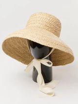 Boho Sun Beach Hat - Wide Brim Raffia Beach Hat with Ribbon