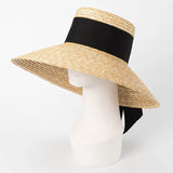 Boho Boater Hat - French Wheat Straw Wide Brim Hat