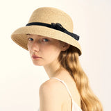 Boho Sun Beach Hat - Wide Brim Straw Hat with Bow