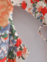 Boho Robe, Kimono Robe, Beach Cover up, Short Robe, Shelta White Floral