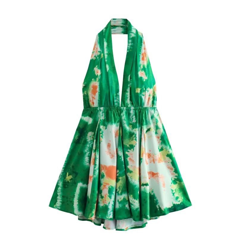 Boho Beach Dress - Mini Sexy Tie Dye Backless Halter Dress - Inner Wanderer