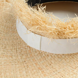 Boho Sun Beach Hat - Frayed Raffia Wide Brim Beach Hat