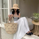 Boho Sun Beach Hat - Raffia Hat and Woven Tote Set