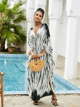 Boho Maxi Dress - Beach Dress, Kaftan Dress Vintage Embroidered in Danica Tie Dye Black