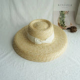 Boho Sun Beach Hat - Wheat Straw Lampshade Wedding Hat