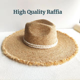 Boho Panama Hat - Oversized Raffia Tassel Straw Hat