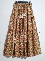 Boho Skirt, Hippie Skirts, Maxi Skirt, Flower Ruffle in Blue