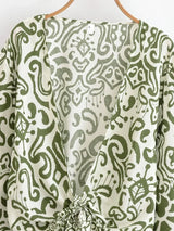 Boho Blouse – ““Seaside Song” Floral Long Sleeve Tie Front Tope