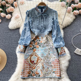 Midi Dress Boho Vintage - Embroidery French Style Dress - Lace Elegant Bow Alodia
