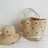 Boho Sun Beach Hat - Raffia Hat and Woven Tote Set
