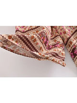 Boho Short Robe – “Rosewood Escape” Pink Floral Kimono Beach Cover-Up