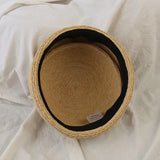 Boho Pillbox Hat - Natural Raffia French Beret Hat