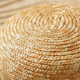 Boho Sun Beach Hat - Wheat Straw Cloche Hat with Ribbon