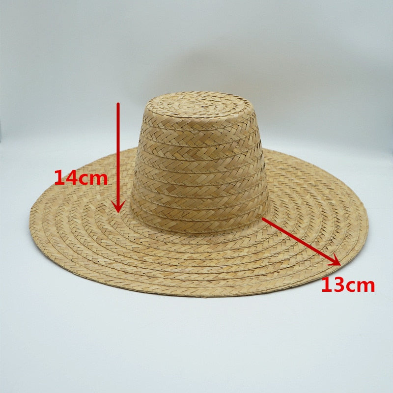 Boho Hat - Summer Hats, Sun Hat, Beach Hat - Wide Brim Straw Hat, Vintage Style Ottili Natural Grass Sunflower Leaf Grass - Beige / Head Size 57cm