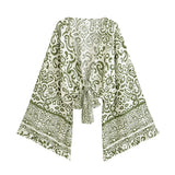 Boho Blouse – ““Seaside Song” Floral Long Sleeve Tie Front Tope