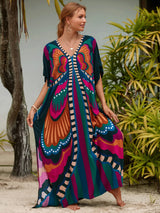 Boho Maxi Dress - Beach Dress, Kaftan Dress Danica Navy Butterfly