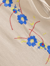 Bohemian Maxi Gown – “Meadow Stitch” Floral Embroidered Long Sleeve Dress