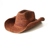 Boho Cowboy Hat - Hand Crocheted Raffia Straw Hat