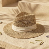 Boho Sun Beach Hat - Handwoven Seagrass Panama Hat