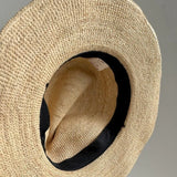 Boho Panama Hat - Natural Raffia Handwoven Straw Hat