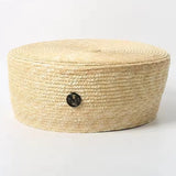 Boho Pillbox Hat - Natural Wheat Straw Beret Hat